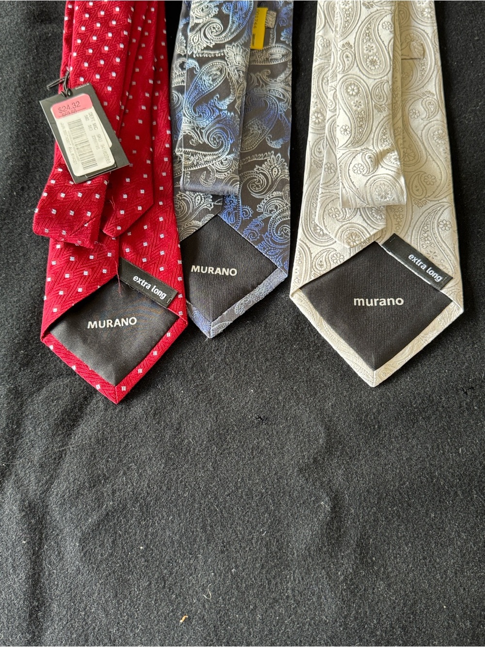 Murano Red, Blue Paisley, and Silver/Gray Paisley Tie Set - Picture 2 of 8